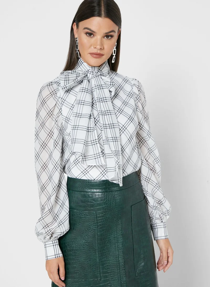 Ted Baker Oanaa Bow Detail Checked Top
