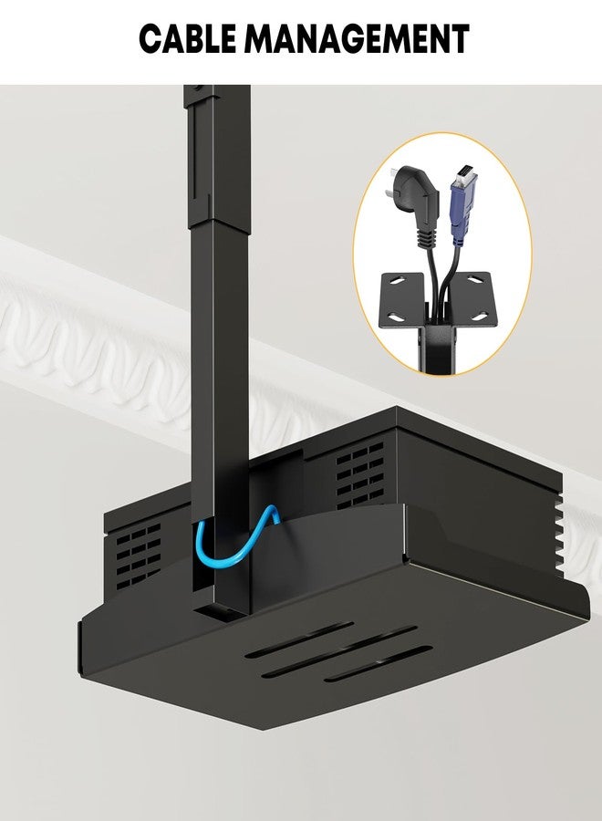 PUTORSEN حامل جهاز عرض من PUTORSEN، قابل لتعديل الارتفاع، يُثبّت على السقف أو الجدار بدون حفر، مزود بموجه كابلات مخفي، يتحمل وزنًا يصل إلى 10 كجم، أسود - Image 5