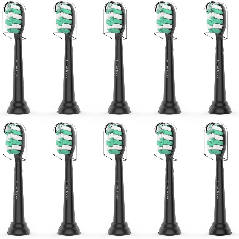Toothbrush Replacement Brush Heads for Philips Sonicare C1 C2 ProtectiveClean 4100 5100 Electric Sonic Tooth Refill Head Plaque Control 10 Pack Black