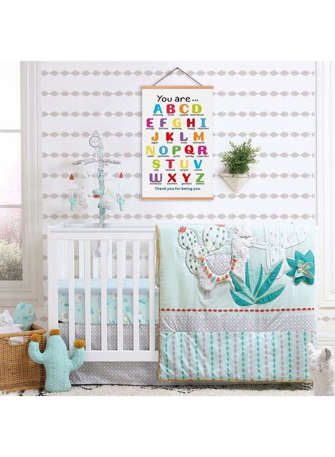KAIRNE Colorful ABC Alphabet Art Print With Wood Magnetic Poster Hanger Frame, 28X45CM You Are Amazing Positive Affirmation Words Canvas Wall Art For Home School Classroom Room Decor - Image 2