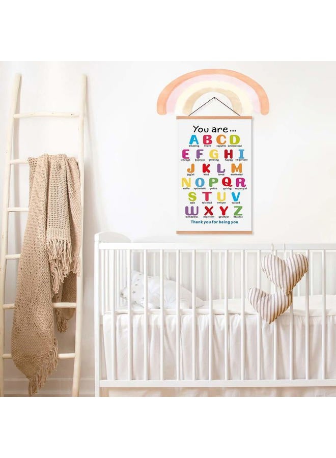 KAIRNE Colorful ABC Alphabet Art Print With Wood Magnetic Poster Hanger Frame, 28X45CM You Are Amazing Positive Affirmation Words Canvas Wall Art For Home School Classroom Room Decor - Image 4