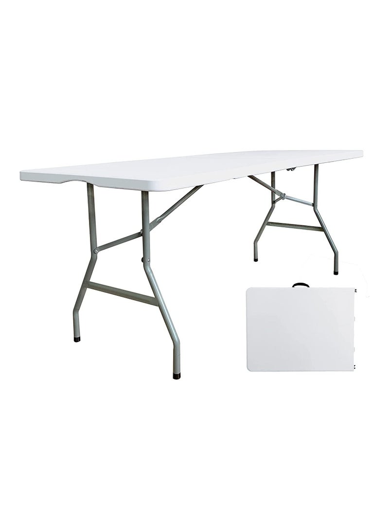 DubaiGallery 6ft Table, Folding Utility Table, Fold-in-Half Portable Plastic Picnic Party Dining Camp Table (White) - Image 1
