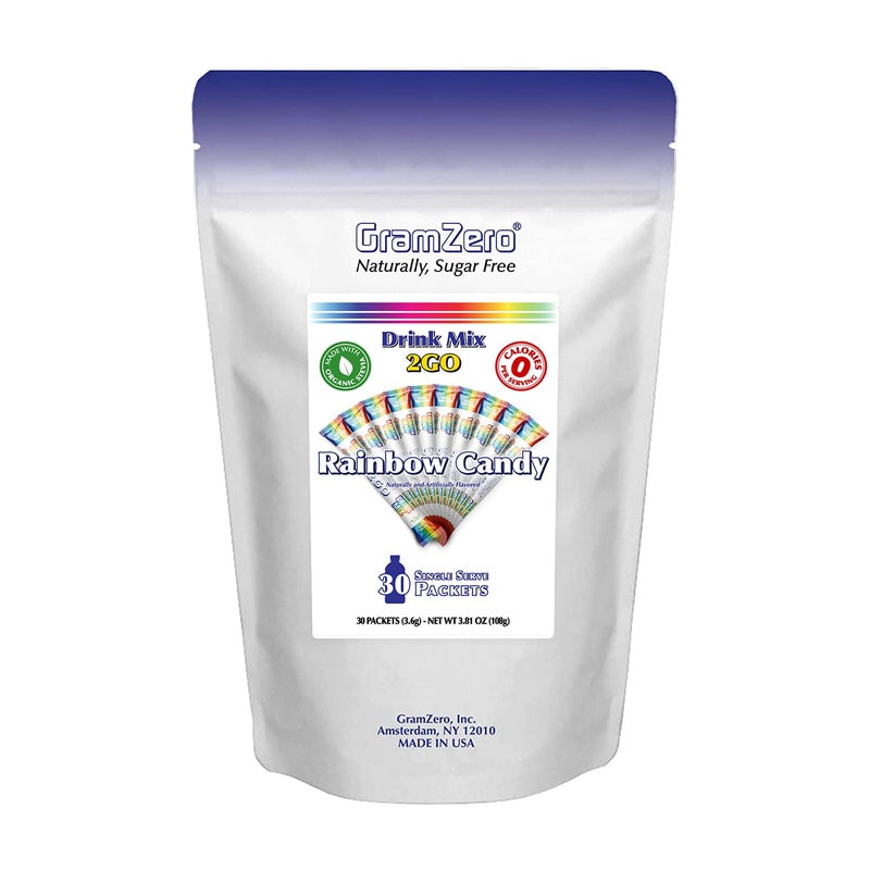 GramZero 2GO Sticks - Rainbow Candy, Zero Calorie Sugar Free Drink Mix, Stevia Sweetened, Great For Nutrition Club Loaded Tea To Go Kits - Image 1