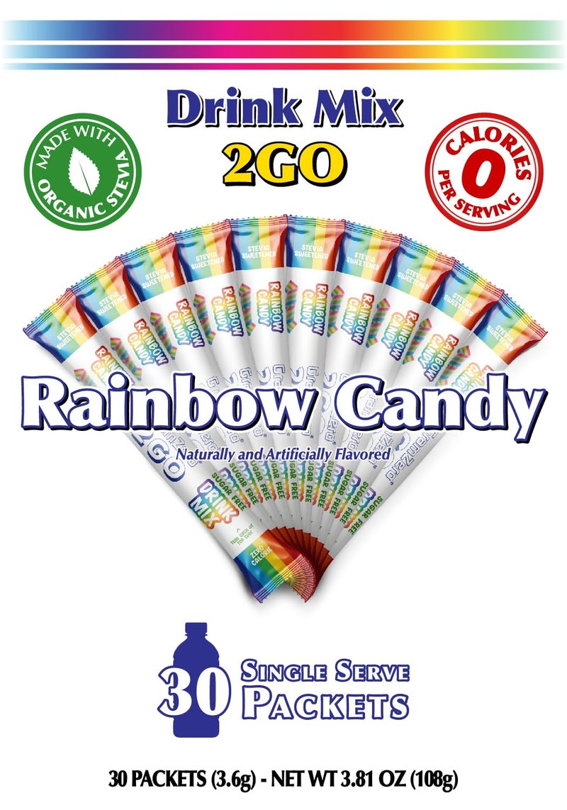 GramZero 2GO Sticks - Rainbow Candy, Zero Calorie Sugar Free Drink Mix, Stevia Sweetened, Great For Nutrition Club Loaded Tea To Go Kits - Image 2
