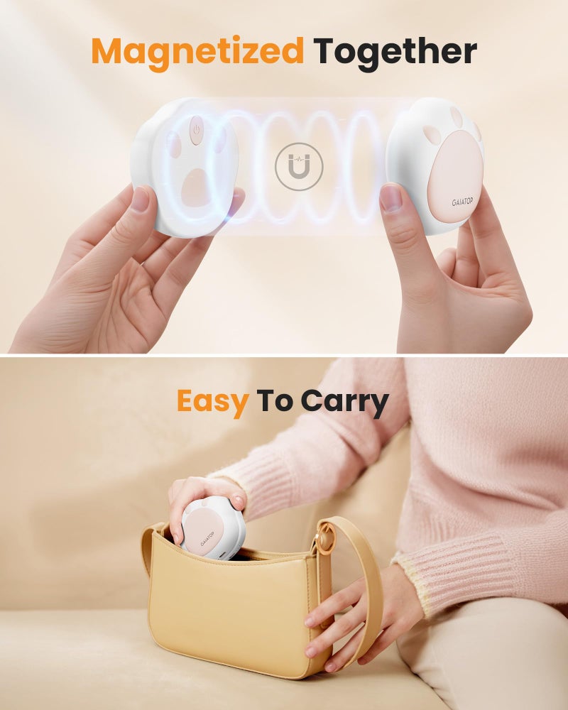 Gaiatop Hand Warmers Rechargeable, 2 Pack Cute Cat Paw Design 3 Levels Magnetic Electric Pocket Heater, Reusable Portable Hot Hands Stocking Stuffers Gifts for Women Men Cat Lover - Image 4