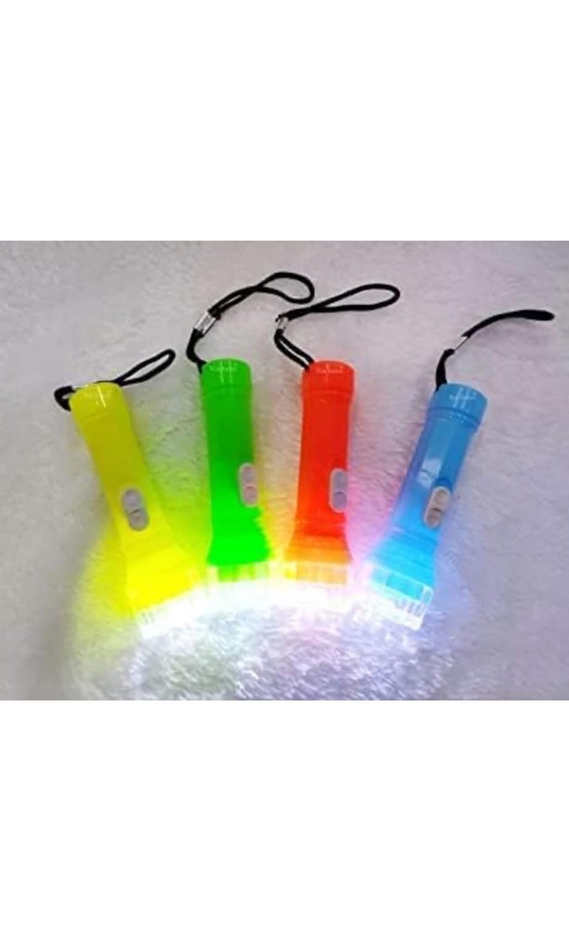 Generic SMARTSUPPLY Pack of 4 Small Plastic Torch with Keychain for Kids Plastic LED Flashlight Torch Beautiful Attractive Good Gift Item Trending Toys for Kids  - Image 1