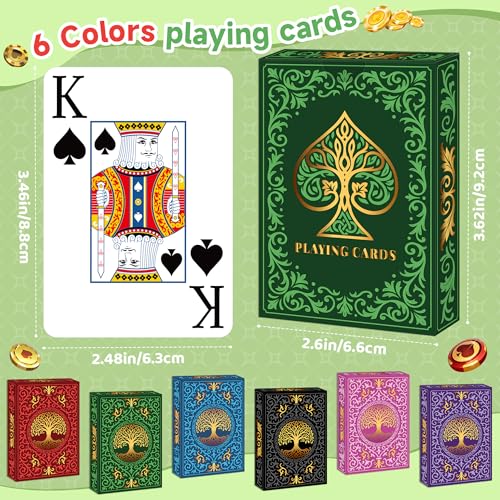 Wkchxd Playing Cards 6 Pack 6 Decks of Cards Playing Cards Bulk Large Print Playing Card for Family Game NightBlackjackPokerPinochleBridgeCanastaHoliday Party Card Games 6 Unique Colors Designs - Image 5