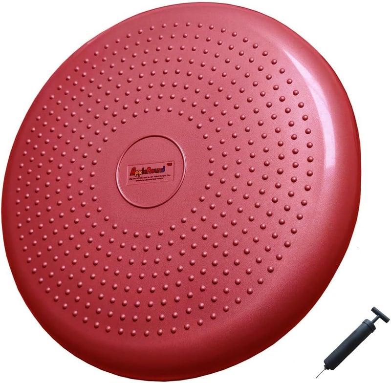 AppleRound Inflated Wobble Cushion with Hand Pump, Air Stability Board (Extra Thick), Core Balance Disc for Adults, Sensory Wiggle Seat for Kids, Flexible Seating for All Age, 13.5in / 34cm Diameter - Image 1