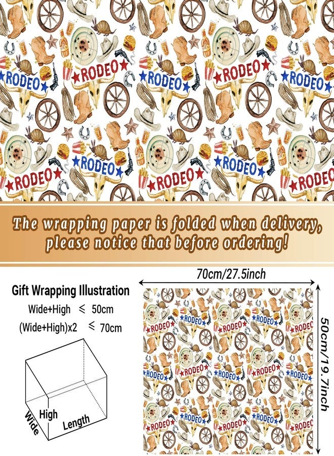Bolsome 12 Sheets 28 * 20 Inches Western Wrapping Paper Watercolor Cowboy Wild West Desert Cactus Rodeo Gift Wrap Paper for Birthday Baby Shower Horse Racing Party DIY Craft - Image 2