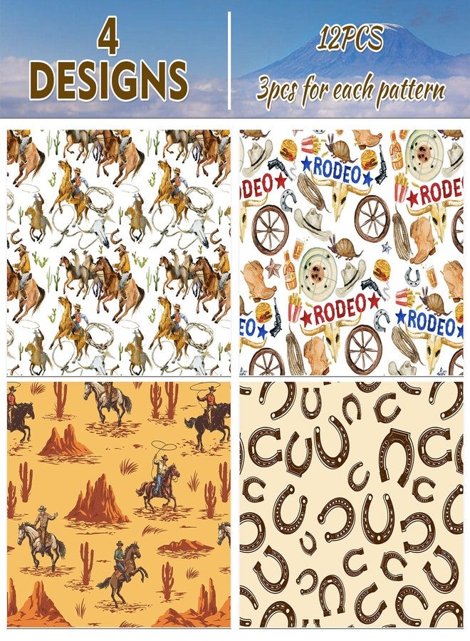 Bolsome 12 Sheets 28 * 20 Inches Western Wrapping Paper Watercolor Cowboy Wild West Desert Cactus Rodeo Gift Wrap Paper for Birthday Baby Shower Horse Racing Party DIY Craft - Image 4