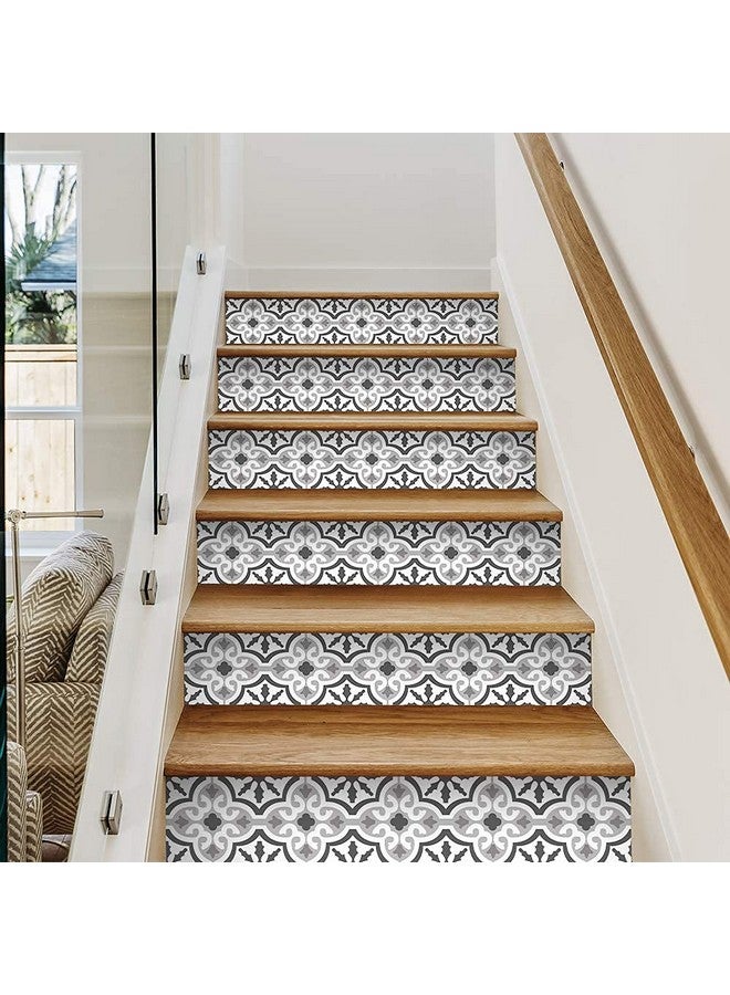FUNLIFE 14 Strips Peel And Stick Stair Risers Stickers, Self Adhesive Vinyl Stair Stickers Decals, Staircase Murals Decor For Steps, 39.37"X7.09", Moroccan Pattern - Image 4
