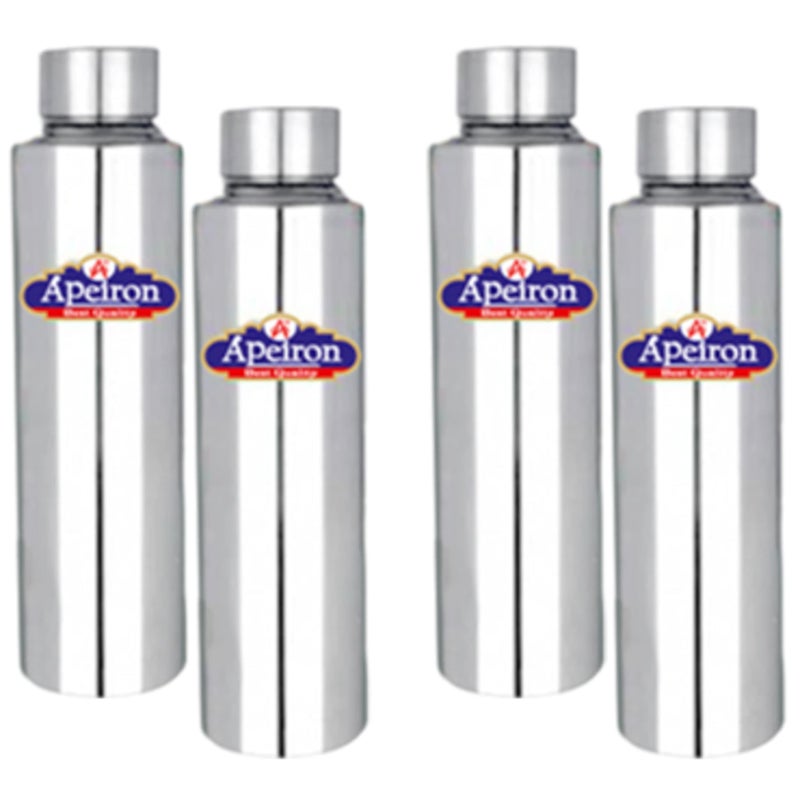 Apeiron Stainless Steel Fridge Bottle | 1000ml | Silver | Leak Proof (Pack of 4) - Image 1