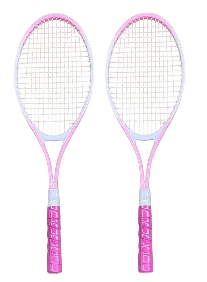 دولفي مضارب تنس دولفي الترفيهية للبالغين | 22 سم - طقم مضارب تنس للاعبين | مضارب تنس خفيفة الوزن للغاية للطلاب والتدريب والمبتدئين مع مقابض إضافية وحقيبة حمل (وردي) - Image 1