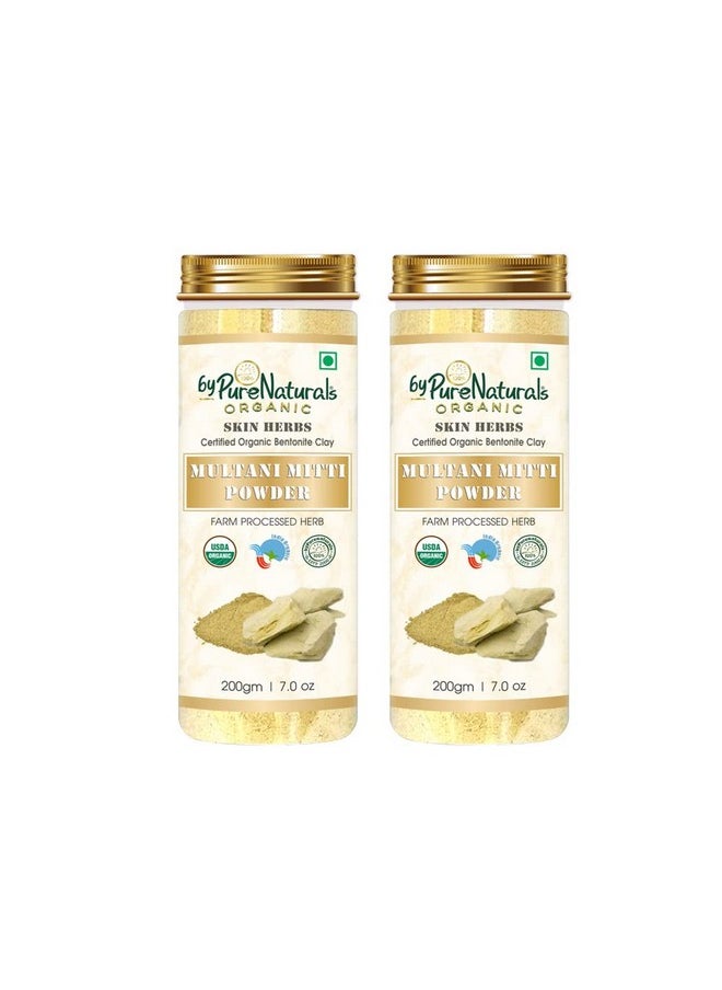 byPurenaturals 100% Natural Herbal Organic Multani Mitti Powder| Fullers Earth| Bentonite Clay| Healthy Skin| Body| Hair| Face Care - 200Gm (Pack Of 2)  - Image 1