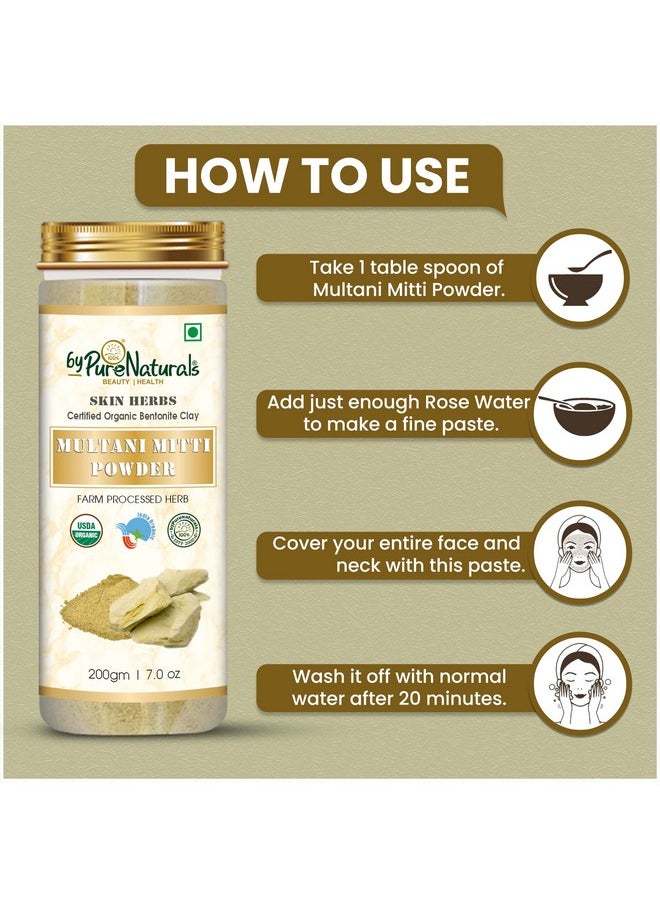 byPurenaturals 100% Natural Herbal Organic Multani Mitti Powder| Fullers Earth| Bentonite Clay| Healthy Skin| Body| Hair| Face Care - 200Gm (Pack Of 2)  - Image 4