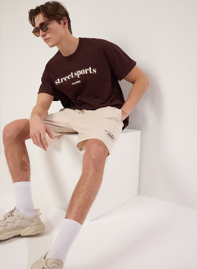 trendyol Brown-Oversize Shorts-T-Shirt Tracksuit Set 100% - Image 4