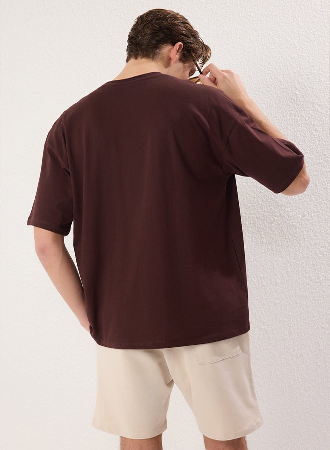 trendyol Brown-Oversize Shorts-T-Shirt Tracksuit Set 100% - Image 5