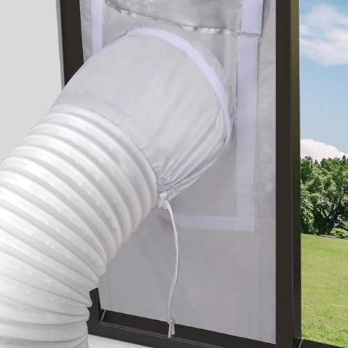 Kifiray Portable Air Conditioner Window Vent Kit Universal Sliding Window Seal Kit for Mobile Air Conditioning Dryer 28x102162cm Length Adjustable Full Sealing Waterproof AC Window Vent Sealing Cloth - Image 3