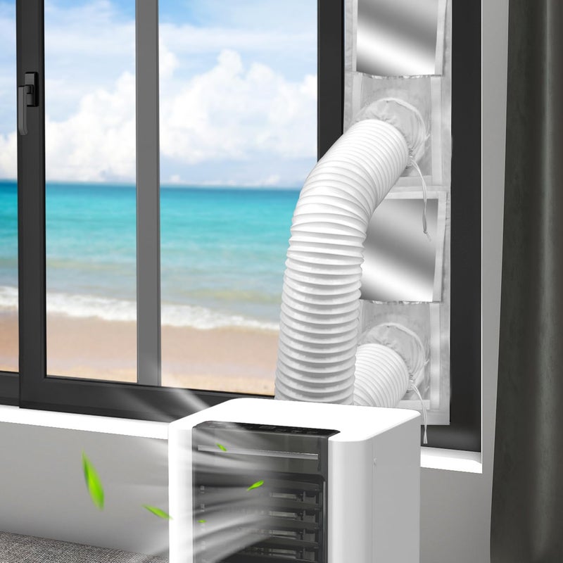 Kifiray Portable Air Conditioner Window Vent Kit Universal Sliding Window Seal Kit for Mobile Air Conditioning Dryer 28x102162cm Length Adjustable Full Sealing Waterproof AC Window Vent Sealing Cloth - Image 2