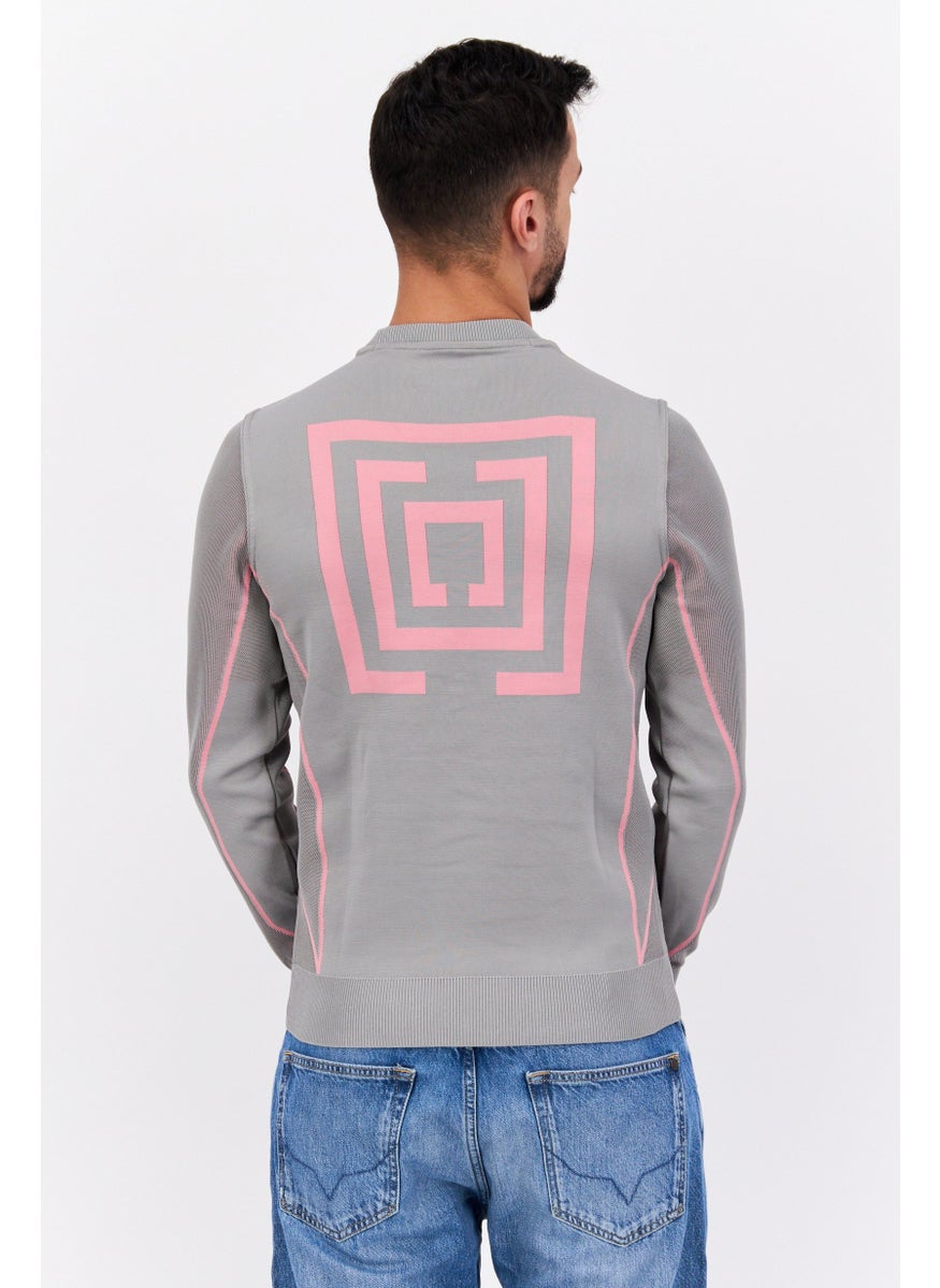 Free Soul Men Crew Neck Brand Logo Long Sleeve Sweatshirt, Gray  - Image 3