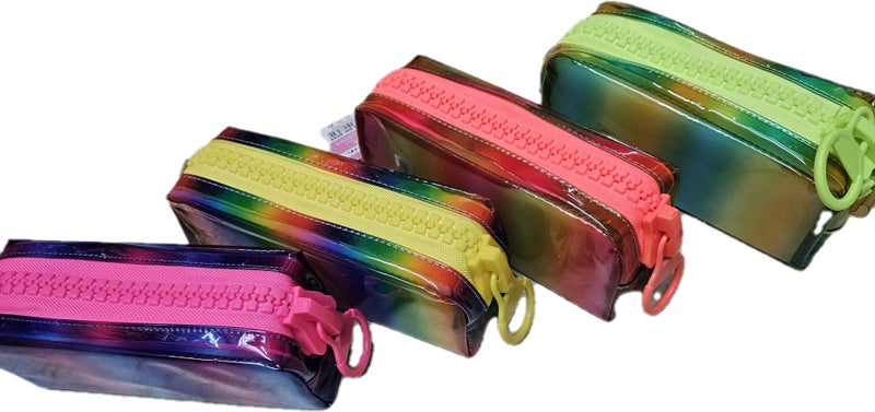 Trusmile Pvc Big Capacity Rainbow Pencil Case, Clear Pen Case, Pencil Pouch For Toiletries, Cosmetics, Stationery Storage Bag Pack Of 1 (Multicolor) - Image 5