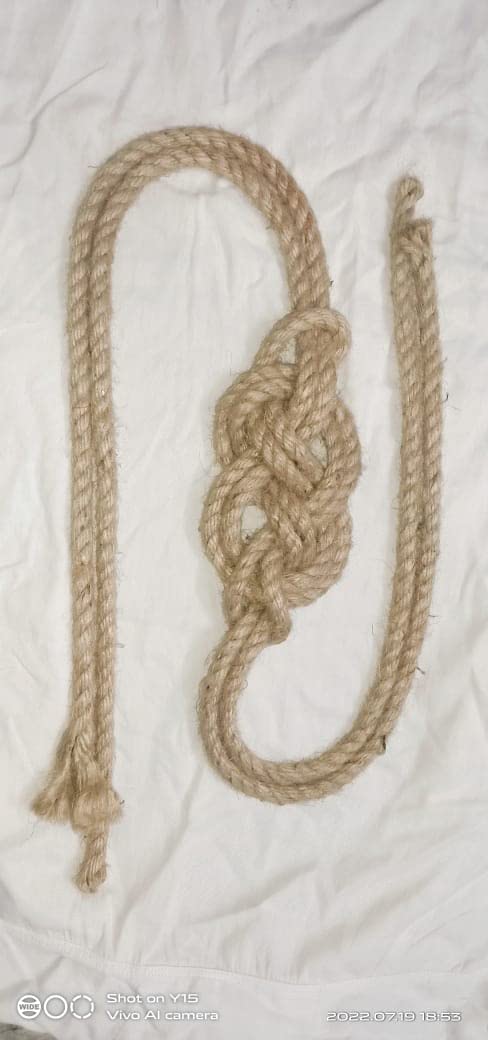 TECHONIO Jute Rope Striped Curtain Tie Back Holder Holdbacks Handmade Pullback Rope Bracket Medium Brown Pack of 2  - Image 3