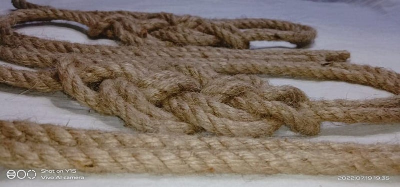 TECHONIO Jute Rope Striped Curtain Tie Back Holder Holdbacks Handmade Pullback Rope Bracket Medium Brown Pack of 2  - Image 5