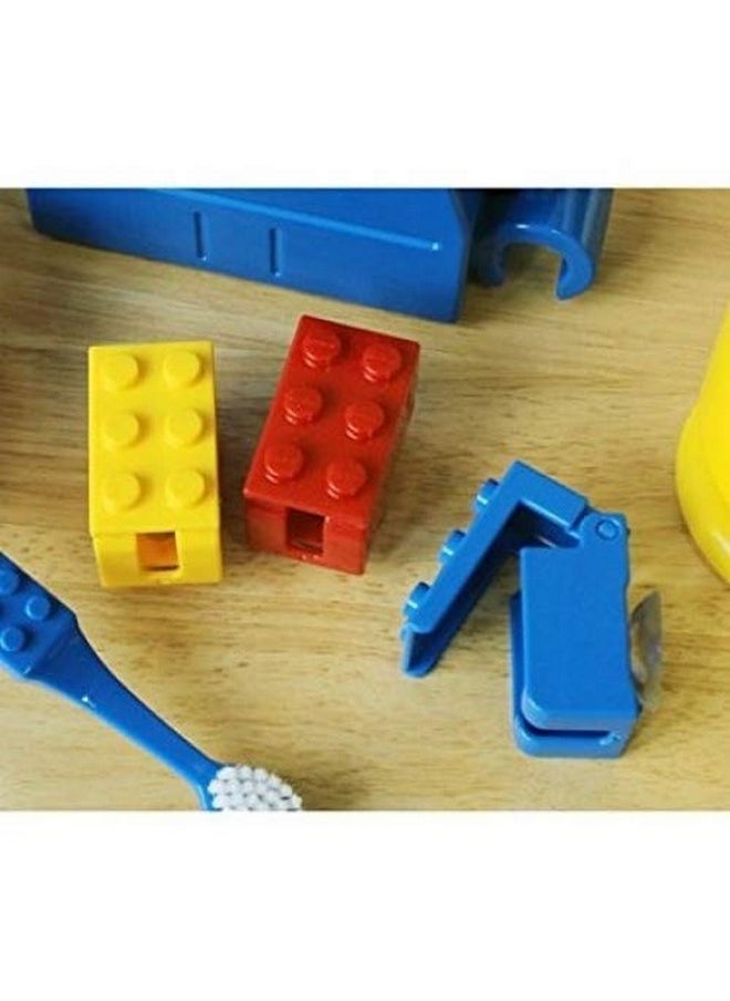 KoreaDesignCompany - 3Pcs Brick Design Toothbrush Case Cover Holder Set For Office, Travel, Home For Kids Children (3Pcs-Blockholders) - Image 1