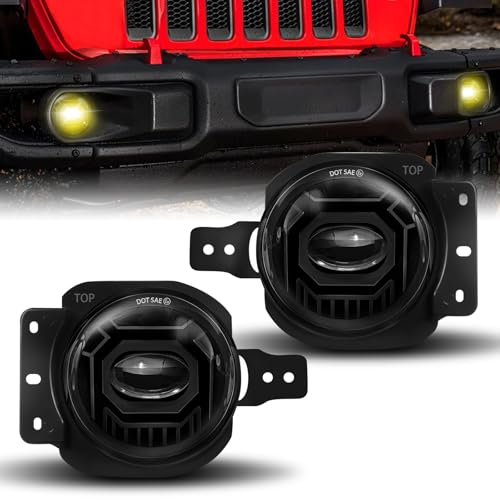 VI9000 4 Inch Led Fog Lights Round with White & Amber Fog Lamps Fit for 2018-2025 Jeep Wrangler JL JLU Gladiator, DOT Approved Front Bumper Offroad Fog Lamps Accessories Replacement, Plug And Play - Image 3