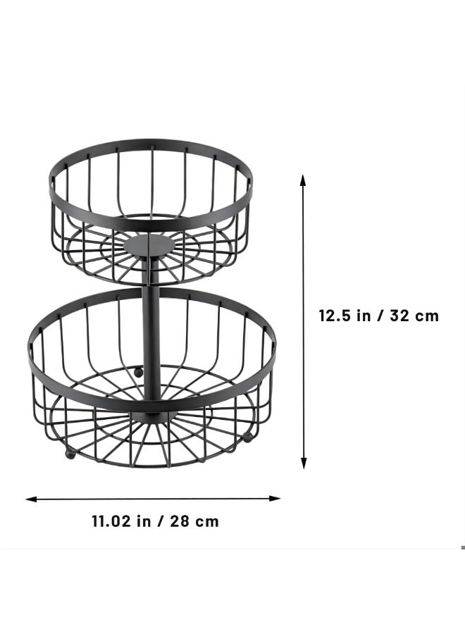 VIO Metal 2 Tier Fruit Basket 2 Layer Fruit Bowl Stylish Snack Storage Rack Bread Basket Display Stand Vegetable Storage Basket for Kitchen Countertop Home Decor Party Use Vegetable Holder 2 Level Decorative Storage Stand Tray for Home Kitchen Countertop Great Gift Round Multipurpose Organizer - Image 5