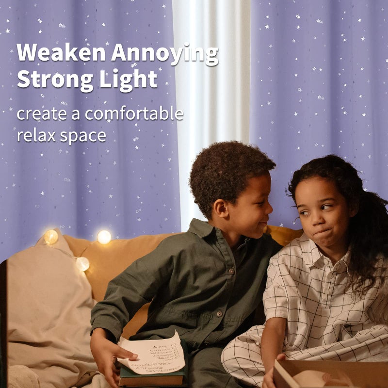 BGment Bgress Star Room ستائر غامق لغرفة النوم - Grommet حراري سيلف ستار طباعة الستائر للأطفال لفتاة مجموعة من لوحين لافاندر 52 × 63 بوصة - Image 2