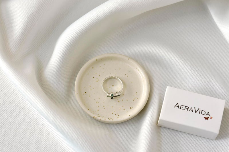 AeraVida Sideways Cross Rainbow Abalone Shell .925 Sterling Silver Ring (9) | Classic Wedding Rings For Women | Religious Ornament Silver Rings - Image 5