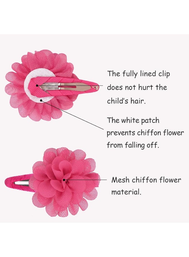 DeD 24PCS 2.7" Chiffon Flower Hair Bows Clips Flower Tiny Hair Clips Fine Hair for Girls Infants Toddlers Set of 12 Pairs - Image 3
