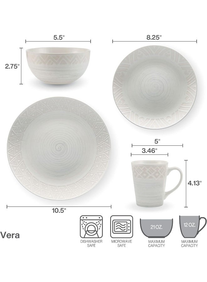 Pfaltzgraff Vera 16 Piece Dinnerware Set Service for 4 Cream - Image 4