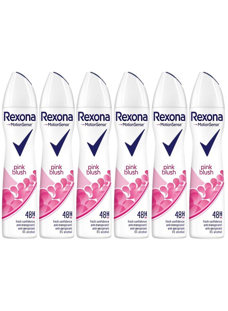 ريكسونا مزيل عرق موشن سينس بينك بلاش للنساء، بخاخ مضاد للتعرق يدوم 48 ساعة، 200 مل (عبوة من 6 قطع) - Image 1