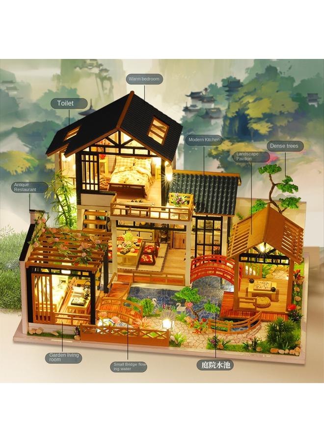 Bluejw DIY Cottage Forest Garden Pastoral Wooden Handmade Assembled Vintage Chinese Courtyard Villa Model Creative Gift Giving - Image 3