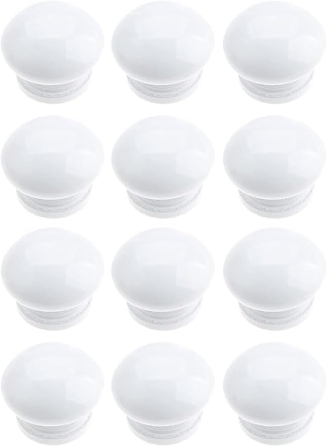 The Bros Kitchen Cabinet Knobs, 12 Pcs Drawer Knobs Dresser Knobs Zinc Knobs, Round Wood Cabinet Knobs, Drawer Pulls Dresser Drawer Handles Knobs for Dresser Drawers With 4×22mm screws (White) - Image 1