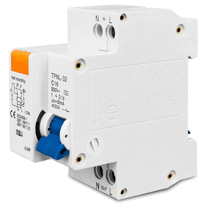TPNL 10A 230V Residual Current Circuit Breaker 1P N RCBO MCB Mini Design - Image 3
