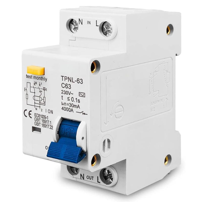 TPNL 10A 230V Residual Current Circuit Breaker 1P N RCBO MCB Mini Design - Image 1