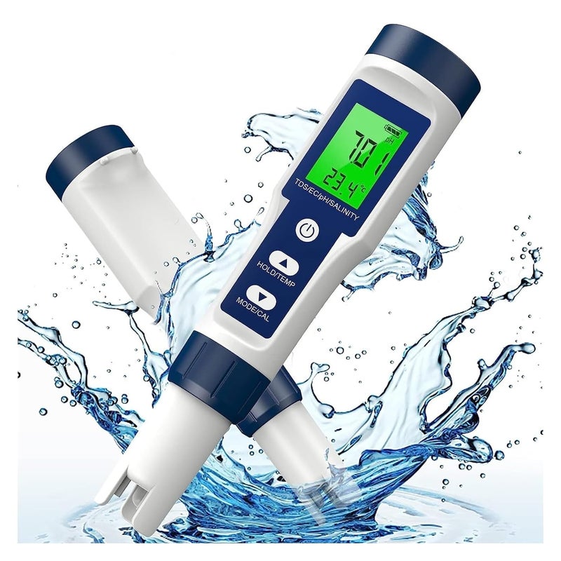 Water Detector, TDS Meter 5 in 1 PH, PH/TDS/EC/Temp/Salt 0-14, 0-20000 PPM for Drinking Water, Pool and Aquarium,for Drinking Water - Image 1