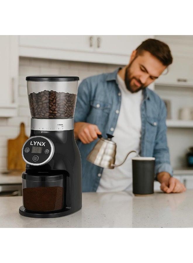LYNX Coffee Grinder Electric Burr Mill with 31 Grind Settings, Digital Control Panel, Large Capacity 275g Bean Holder, Adjustable Grinding for Espresso, Turkish Coffee, French Press & Drip Coffee – LY-CG-1244 - Image 3
