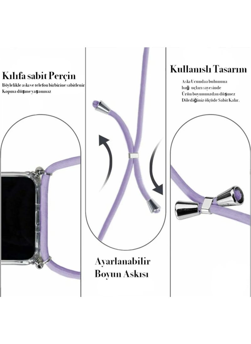 TahTicMer Samsung Galaxy S21 Fe Compatible Case Silicone Rope Neck Strap Shock Absorbing Antishock Cover TPU  - Image 5