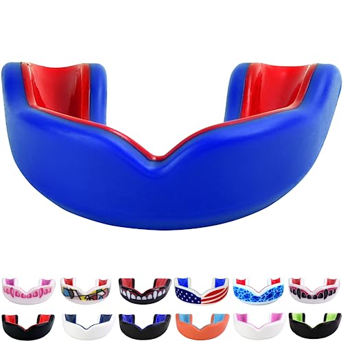 Oral Mart Blue/Red Youth Mouthguard for Kids - Youth Mouthguard for Karate, Flag Football, Martial Arts, Taekwondo, Boxing, Football, Rugby, BJJ, Muay Thai, Soccer, Hockey - Image 1