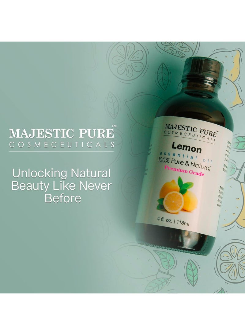 Majestic Pure زيت الليمون العطري - 118 مل | 100% نقي وطبيعي | زيوت عطرية من الدرجة الممتازة للعلاج بالروائح، والموزعات، والبشرة، والتدليك، ومُرطبات الهواء - Image 3