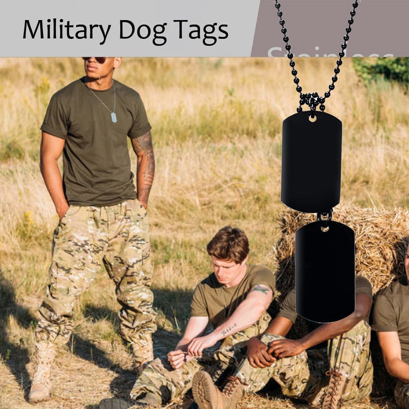 VNOX Mens 18k Gold Plated Stainless Steel Double Plain Dog Tag Dangling Pendant Necklace,Bead Chain 24" - Image 4