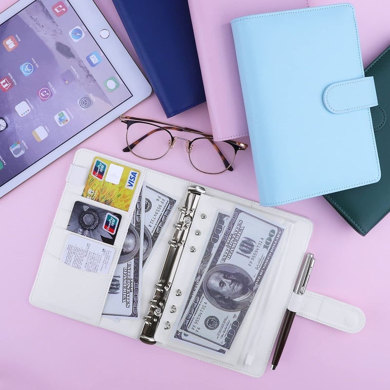 Antner دفتر أنتر A6 بغطاء جلد PU قابل لإعادة التعبئة 6 حلقة لمستندات A6، غلاف مخطط شخصي بأوراق مفككة مع إغلاق مغناطيسي، أبيض - Image 3