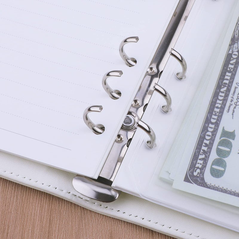 Antner دفتر أنتر A6 بغطاء جلد PU قابل لإعادة التعبئة 6 حلقة لمستندات A6، غلاف مخطط شخصي بأوراق مفككة مع إغلاق مغناطيسي، أبيض - Image 4