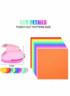 Y&D Heart-Shaped Paper Hole Craft PunchScrapbook Punch A4 Colored Sponge Suitable For Children Diy (Pink With 10 Pieces Of Paper)  - Image 2