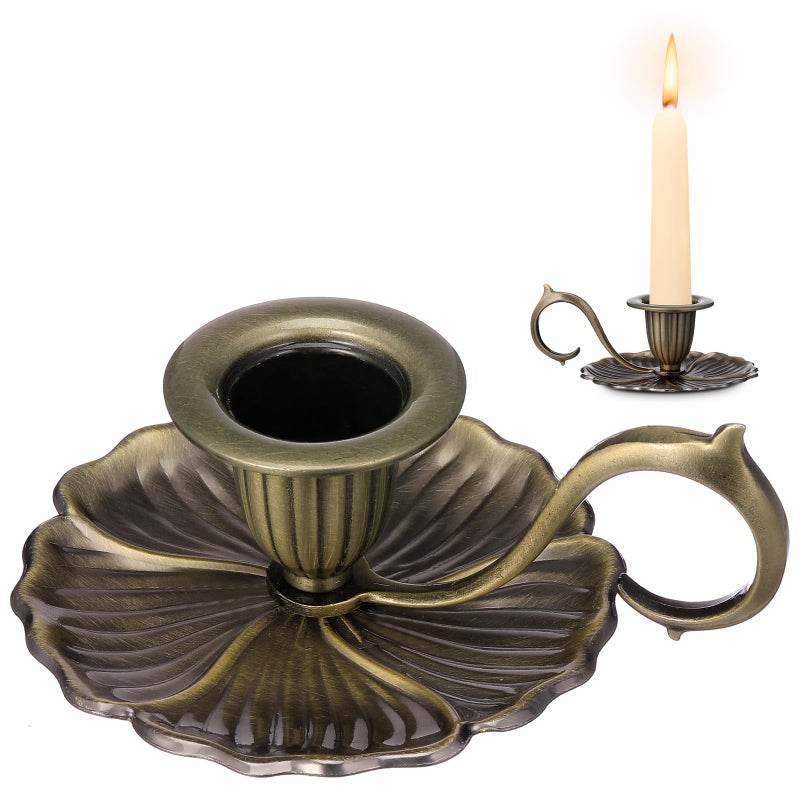 TITINICE Antique Candle Stick Candle Holder, Vintage Candle Sticks Holder Decor - European Style Bronze Candlestick Holders with Handle for Party, Wedding Christmas, Dinner, Table Centerpiece, Home Decor - Image 1