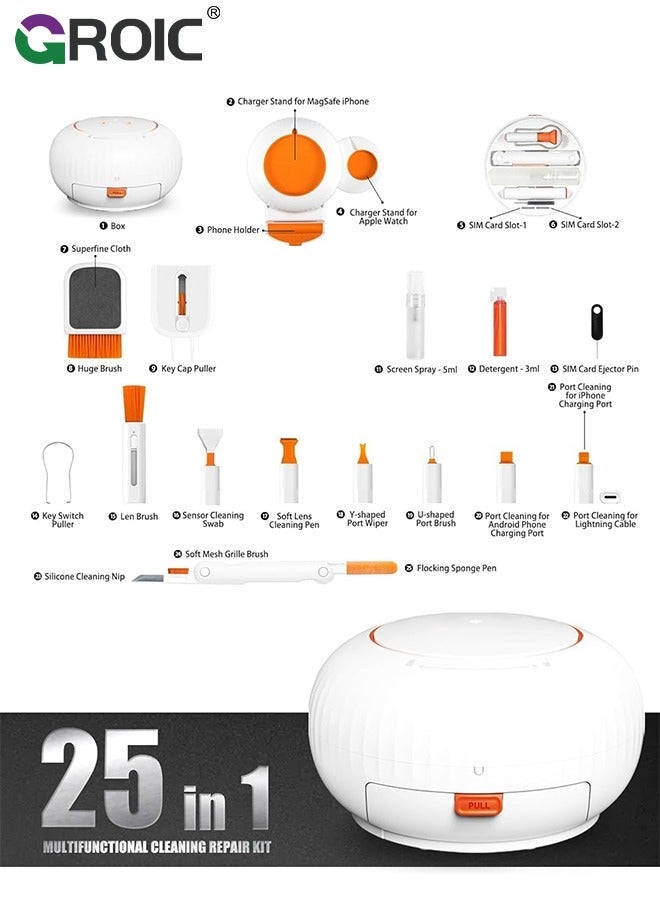 GROIC White Electronics Cleaner KIT, Cleaning for Cell Phone, Airpods, Laptop, Keyboard, Screen, Spray Tool iPad Computer, Clean Brush Device Earbud Headphone Camera.  - Image 2